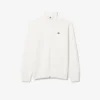 Camisola de golfe com fecho de correr em malha canelada para homem