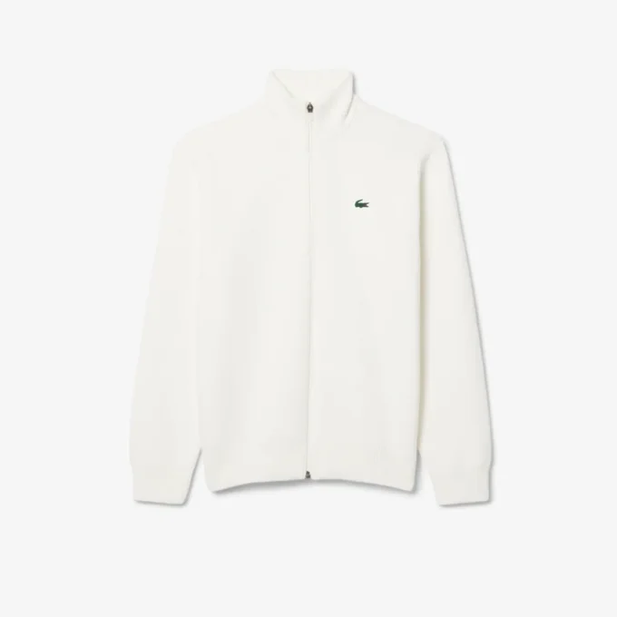 Camisola de golfe com fecho de correr em malha canelada para homem
