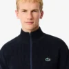 Camisola de golfe com fecho em malha canelada para homem