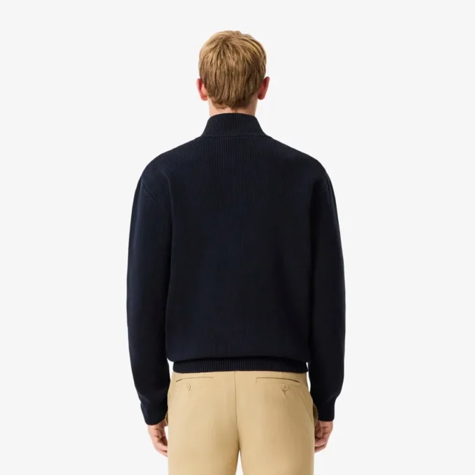 Camisola de golfe com fecho em malha canelada para homem