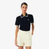Camisola de golfe com gola polo de manga curta para mulher