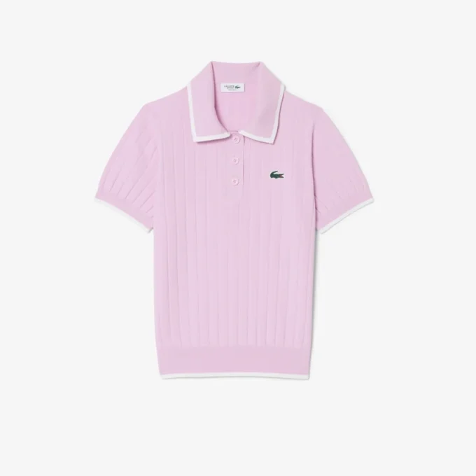 Camisola de golfe com gola polo de manga curta para mulher