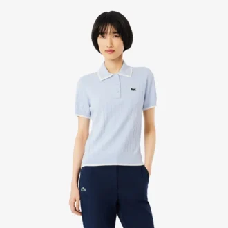 Camisola de golfe com gola polo de manga curta para mulher