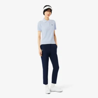Camisola de golfe com gola polo de manga curta para mulher
