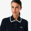 Camisola de golfe com gola polo de manga curta para mulher
