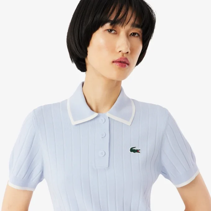 Camisola de golfe com gola polo de manga curta para mulher