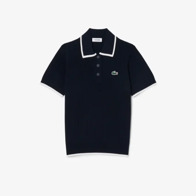 Camisola de golfe com gola polo de manga curta para mulher