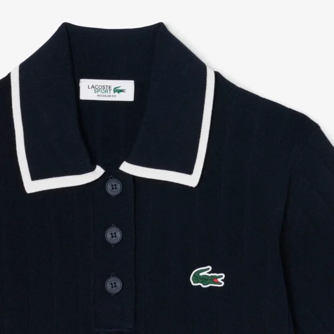 Camisola de golfe com gola polo de manga curta para mulher