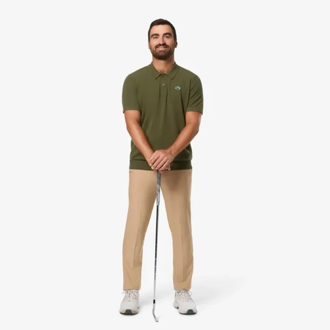 Camisola de golfe de manga curta com gola polo para homem