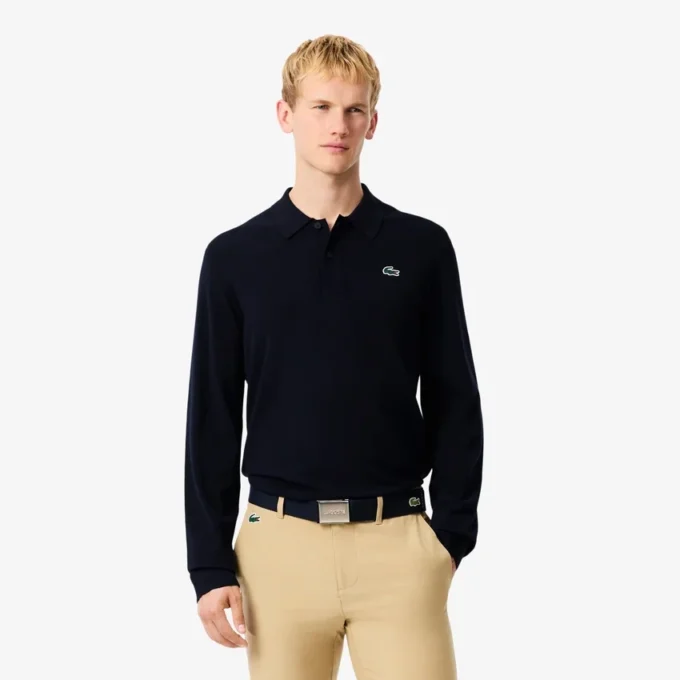 Camisola de golfe elástica com gola polo para homem