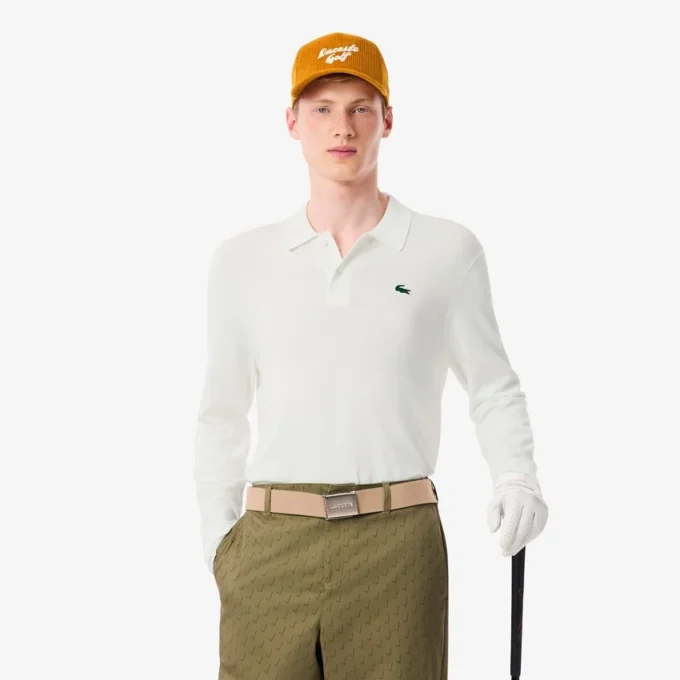 Camisola de golfe elástica com gola polo para homem