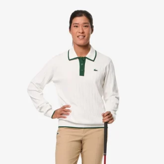 Camisola de golfe elástica com gola polo para mulher