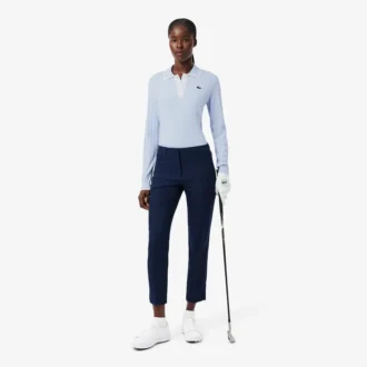Camisola de golfe elástica com gola polo para mulher