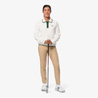 Camisola de golfe elástica com gola polo para mulher