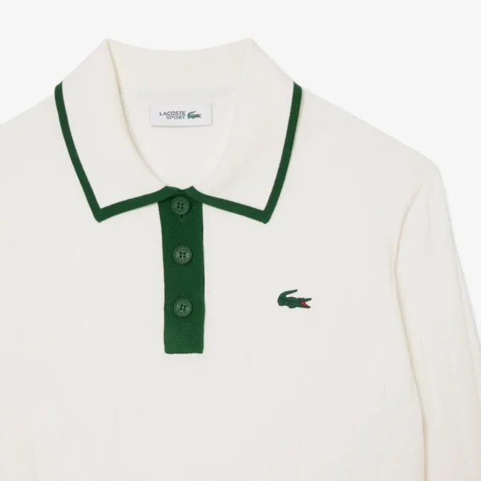 Camisola de golfe elástica com gola polo para mulher