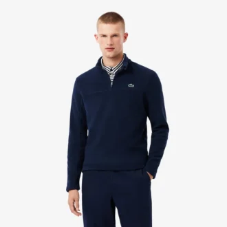 Camisola de golfe masculina em polar com fecho de correr de um quarto