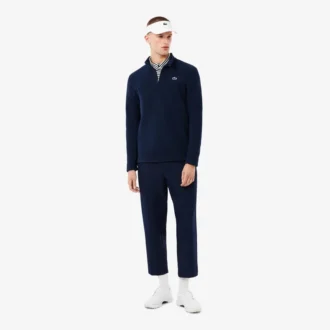 Camisola de golfe masculina em polar com fecho de correr de um quarto