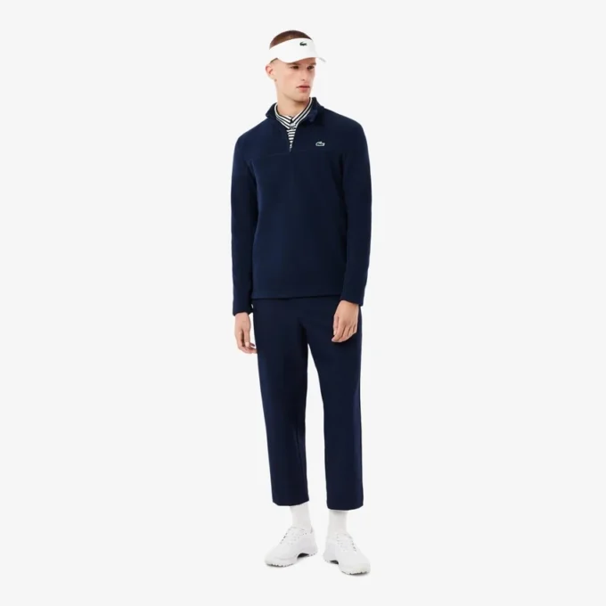 Camisola de golfe masculina em polar com fecho de correr de um quarto