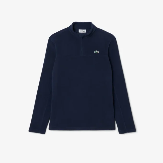 Camisola de golfe masculina em polar com fecho de correr de um quarto