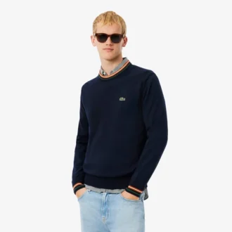 Camisola de jersey de algodão às riscas para homem