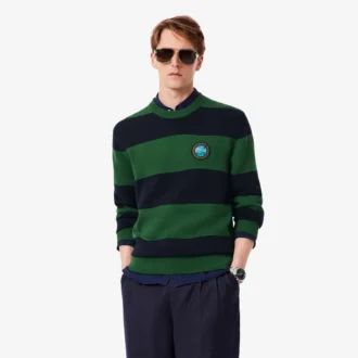 Camisola de jersey de algodão às riscas para homem