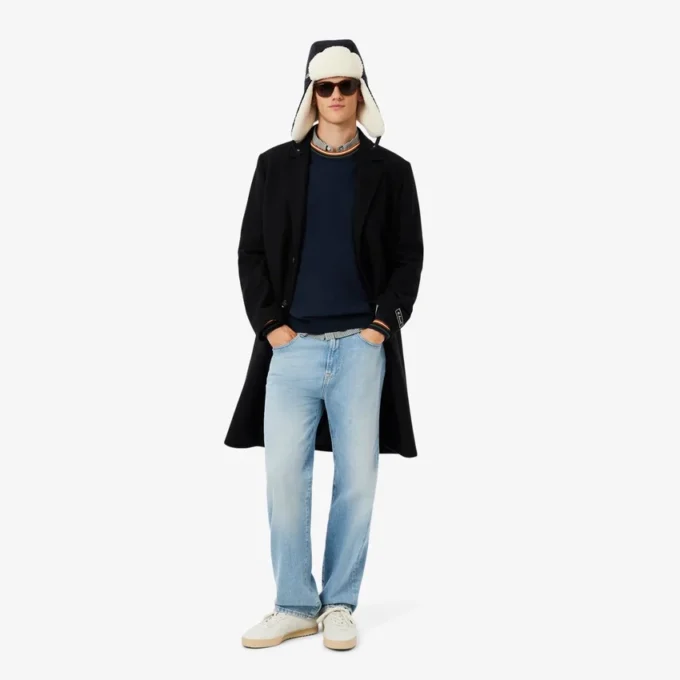 Camisola de jersey de algodão às riscas para homem