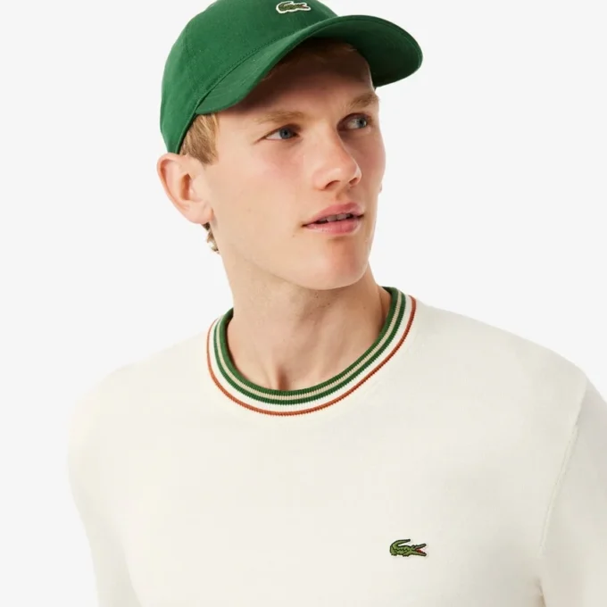 Camisola de jersey de algodão às riscas para homem
