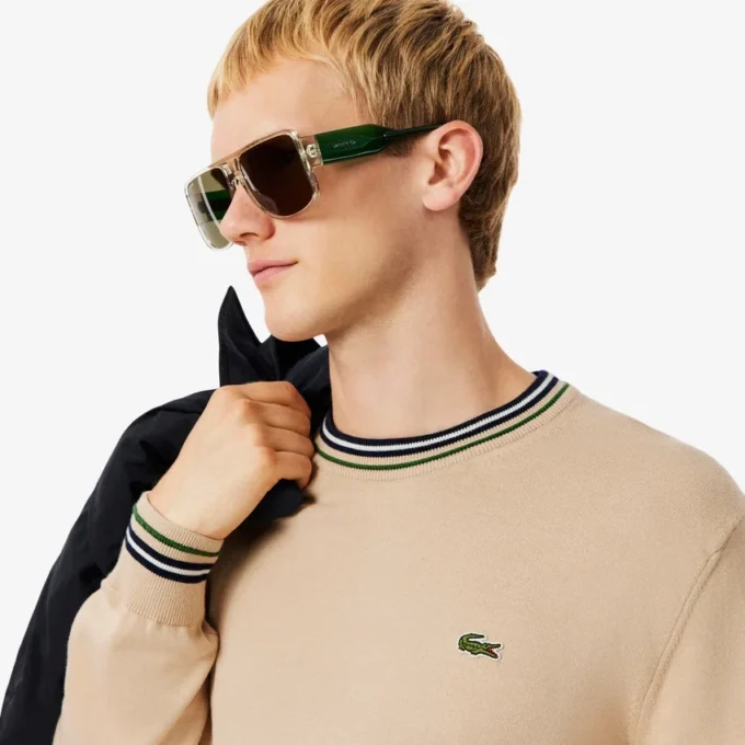 Camisola de jersey de algodão às riscas para homem