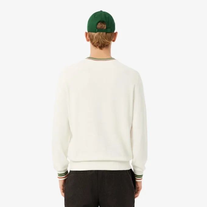 Camisola de jersey de algodão às riscas para homem