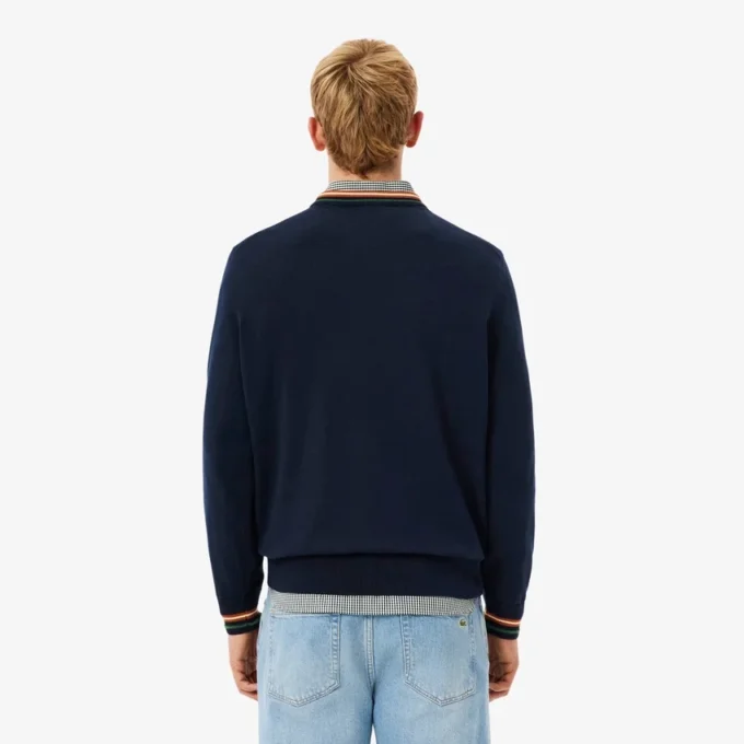 Camisola de jersey de algodão às riscas para homem