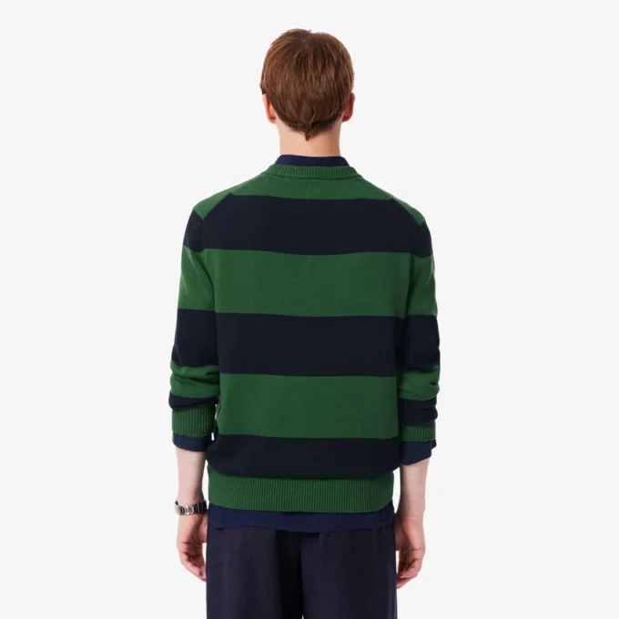 Camisola de jersey de algodão às riscas para homem