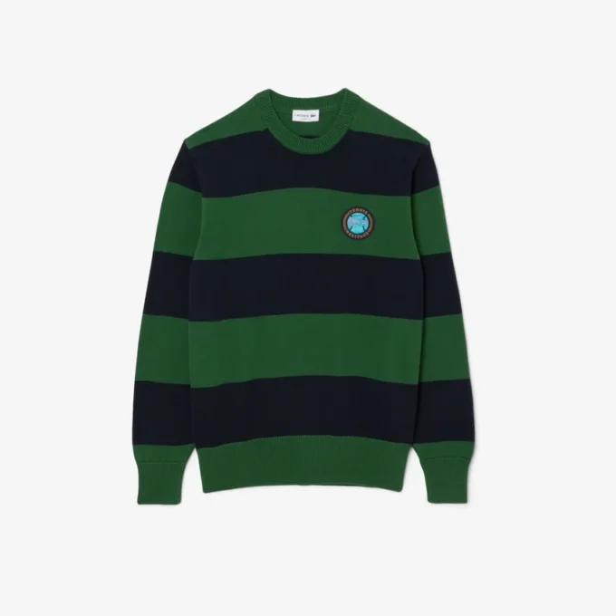 Camisola de jersey de algodão às riscas para homem
