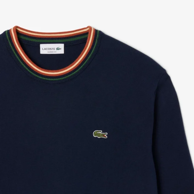 Camisola de jersey de algodão às riscas para homem