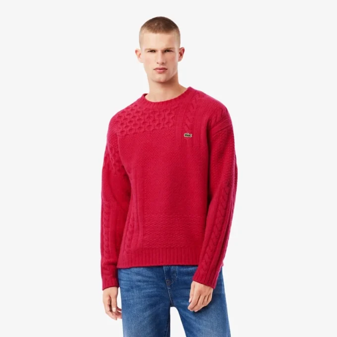 Camisola de lã com efeito patchwork e corte descontraído para homem
