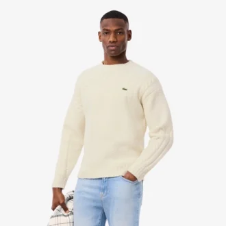 Camisola de lã com efeito patchwork e corte descontraído para homem