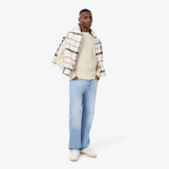 Camisola de lã com efeito patchwork e corte descontraído para homem