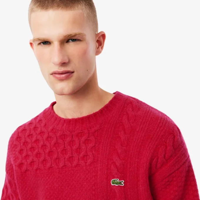 Camisola de lã com efeito patchwork e corte descontraído para homem