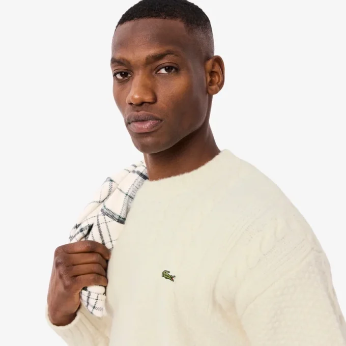 Camisola de lã com efeito patchwork e corte descontraído para homem