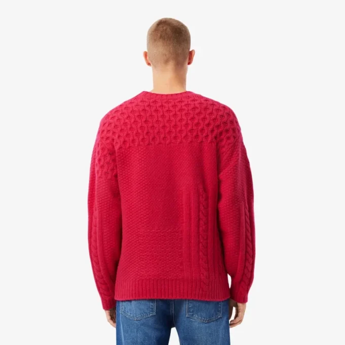 Camisola de lã com efeito patchwork e corte descontraído para homem