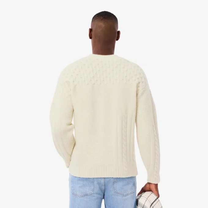 Camisola de lã com efeito patchwork e corte descontraído para homem