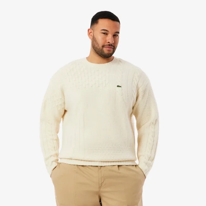 Camisola de lã com efeito patchwork e corte descontraído para homem