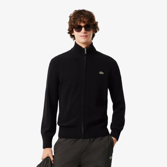 Camisola de lã com fecho para homem