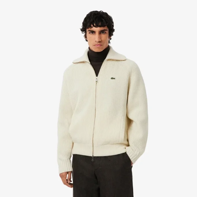 Camisola de lã com fecho para homem