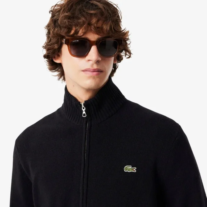 Camisola de lã com fecho para homem