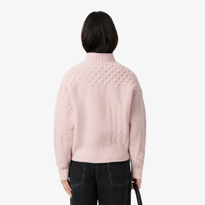 Camisola de lã com gola alta e efeito patchwork para mulher