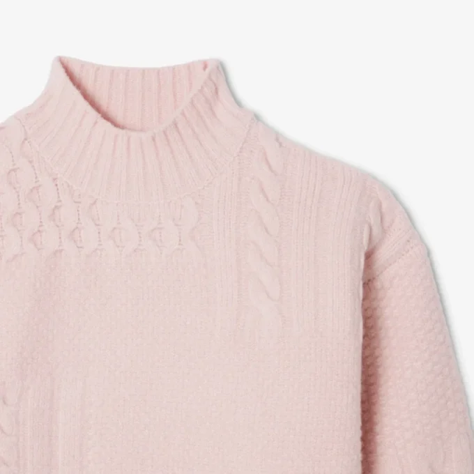 Camisola de lã com gola alta e efeito patchwork para mulher
