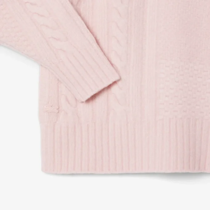 Camisola de lã com gola alta e efeito patchwork para mulher