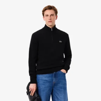 Camisola de lã com gola alta e fecho para homem