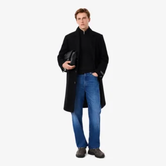 Camisola de lã com gola alta e fecho para homem