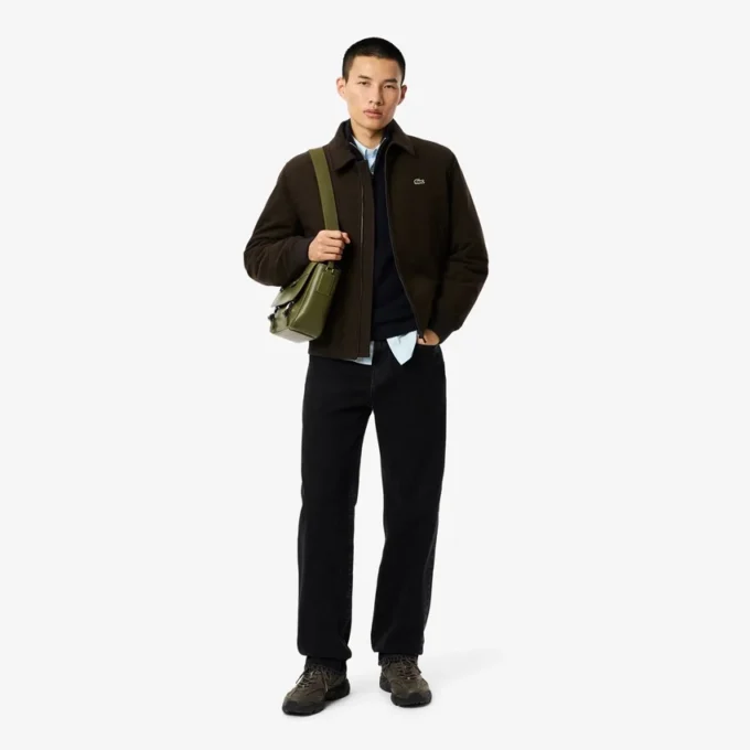 Camisola de lã com gola alta e fecho para homem
